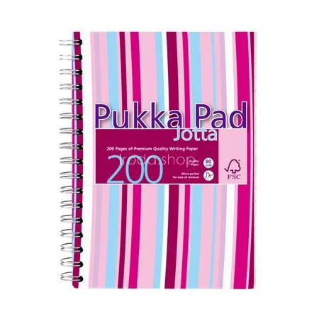 Spirálfüzet, A6, vonalas, 100 lap, PUKKA PAD "Stripe Jotta"
