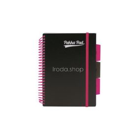   Spirálfüzet, A5, vonalas, 100 lap, PUKKA PAD, "Neon black project book"