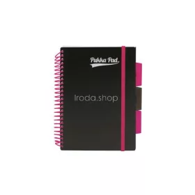   Spirálfüzet, A5, vonalas, 100 lap, PUKKA PAD, "Neon black project book"