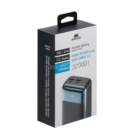 Power bank, laptopokhoz, 30.000mAh, 65W, RIVACASE "VA1080"
