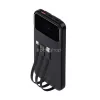 Power bank, beépített kábellel, 10.000mAh, RIVACASE "VA2211", fekete