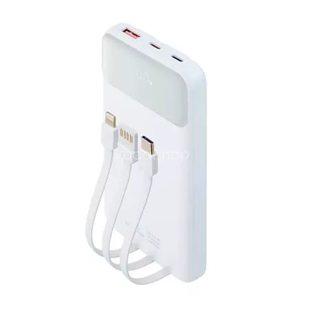 Power bank, beépített kábellel, 10.000mAh, RIVACASE "VA2211", fehér