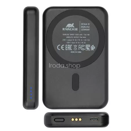 Töltőállomás, vezeték nélküli, mágneses, 5000mAh, RIVACASE "VA4917"