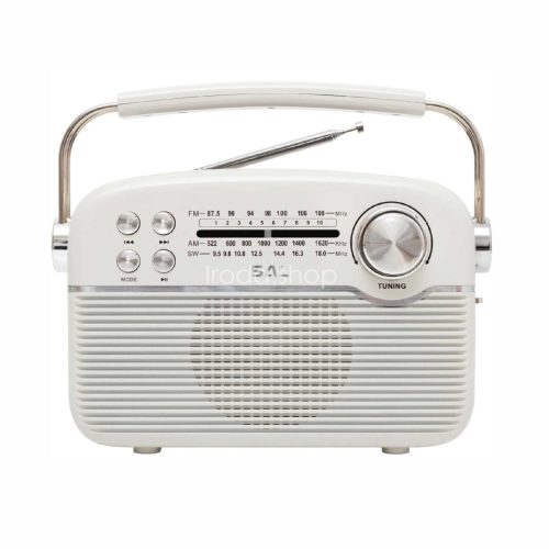 SAL RPR9 napelemes rádió multimédia lejátszóval, FM-AM-SW rádió, Bluetooth, USB és microSD csatlakozás, beépített akkumulátor