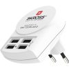 Hálózati töltő adapter, 24W, 4 x USB aljzat, SKRoss, fehér