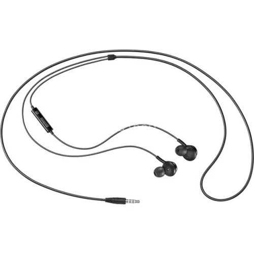 Vezetékes sztereó fülhallgató, 3.5 mm, mikrofon, felvevő gomb, hangerő szabályzó, Samsung, fekete, gyári