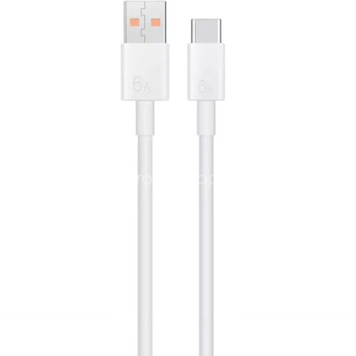 USB töltő- és adatkábel, USB Type-C, 100 cm, 6000 mA, 66W, gyorstöltés, Huawei, fehér, gyári