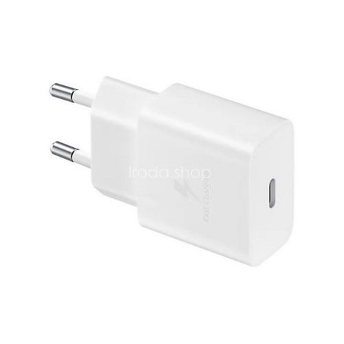 Hálózati töltő adapter, 15W, USB Type-C aljzat, PD, gyorstöltés, Samsung, fehér, gyári