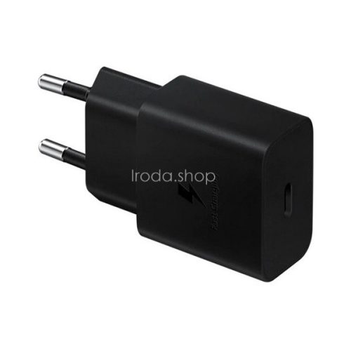 Hálózati töltő adapter, 15W, USB Type-C aljzat, PD, gyorstöltés, Samsung, fekete, gyári