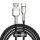 USB töltő- és adatkábel, USB Type-C, 200 cm, 6000 mA, 66W, törésgátlóval, gyorstöltés, cipőfűző minta, Baseus Cafule Metal, CAKF000201, fekete