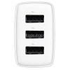 Hálózati töltő adapter, 17W, 3 x USB aljzat, gyorstöltés, Baseus Compact, fehér