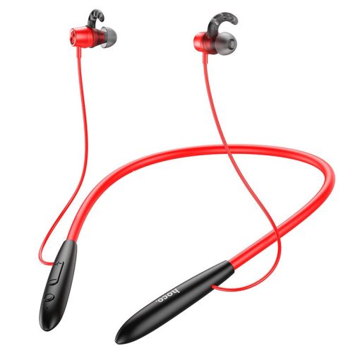 Bluetooth sztereó fülhallgató, v5.1, sportoláshoz, mikrofon, funkció gomb, hangerő szabályzó, kártyaolvasóval, Hoco ES61 Manner, piros