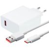 Hálózati töltő adapter, 33W, USB aljzat, USB Type-C kábellel, gyorstöltés, PD, QC, Xiaomi Charging Combo, fehér, gyári