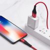 USB töltő- és adatkábel, Lightning, 100 cm, 2400 mA, törésgátlóval, gyorstöltés, QC, cipőfűző minta, Hoco X38 Cool, fekete