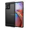 Motorola Edge 40 Pro, Szilikon tok, közepesen ütésálló, szálcsiszolt, karbon minta, fekete