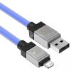 USB töltő- és adatkábel, Lightning, 100 cm, 2400 mA, törésgátlóval, gyorstöltés, Baseus Coolplay, CAKW000403, kék