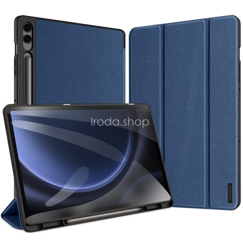 Samsung Galaxy Tab S9 FE Plus (12.4) SM-X610 / X616B, mappa tok, Trifold, érintőceruza tartó, Dux Ducis Domo, sötétkék