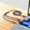 USB töltő- és adatkábel 3in1, USB Type-C, Lightning, microUSB, 100 cm, 2000 mA, gyorstöltés, cipőfűző minta, Hoco X76 Super, fekete