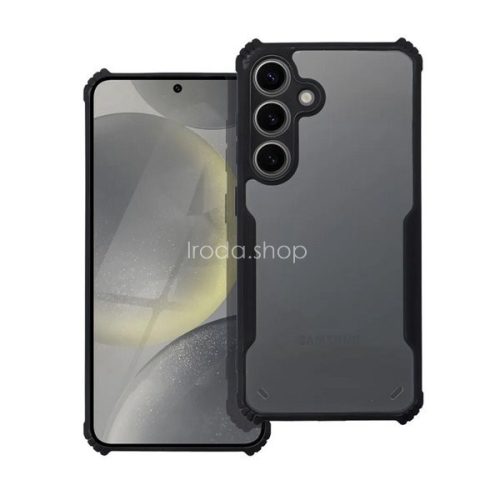 Samsung Galaxy A14 4G / A14 5G SM-A145F / A146B, Szilikon tok, közepesen ütésálló, légpárnás sarok, akril hátlap, Anti-Drop Case, átlátszó/fekete