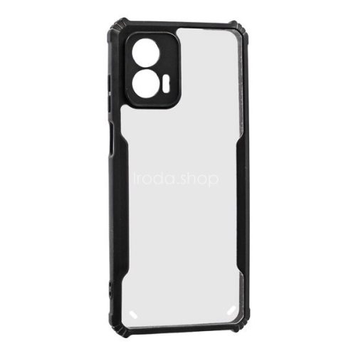 Motorola Moto G73 5G, Szilikon tok, közepesen ütésálló, légpárnás sarok, akril hátlap, Anti-Drop Case, átlátszó/fekete