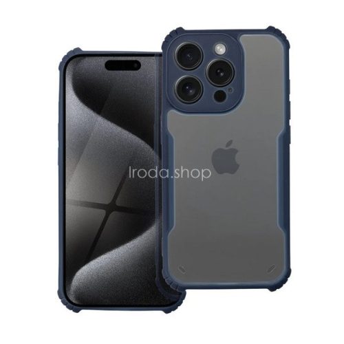 Apple iPhone 15 Plus, Szilikon tok, közepesen ütésálló, légpárnás sarok, akril hátlap, Anti-Drop Case, átlátszó/sötétkék