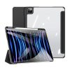 Apple iPad Pro 13 (2024), mappa tok, Smart Case, légpárnás sarok, közepesen ütésálló, érintőceruza tartó, átlátszó hátlap, Dux Ducis Toby, fekete