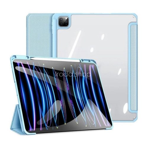 Apple iPad Pro 13 (2024), mappa tok, Smart Case, légpárnás sarok, közepesen ütésálló, érintőceruza tartó, átlátszó hátlap, Dux Ducis Toby, kék