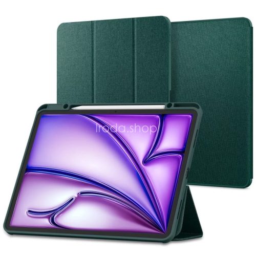 Apple iPad Air 13 (2024 / 2025), mappa tok, Smart Case, Spigen Urban Fit, sötétzöld