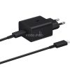 Hálózati töltő adapter, 45W, USB Type-C aljzat, USB Type-C - USB Type-C kábellel, PD, PDO / PPS, gyorstöltés, Samsung, fekete, gyári