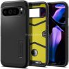 Google Pixel 9 Pro XL, Szilikon tok + műanyag hátlap, kitámasztóval, Spigen Tough Armor, fekete