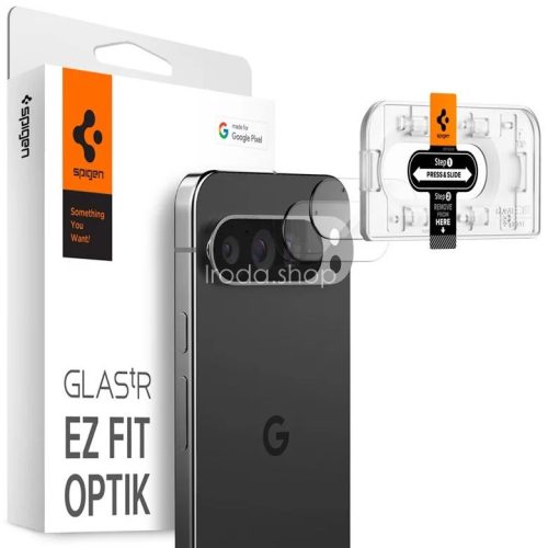 Google Pixel 9 Pro, Kamera lencsevédő fólia, ütésálló fólia, Tempered Glass (edzett üveg), Spigen Glastr Ez Fit Optik, Clear, 2 db / csomag