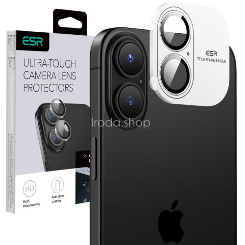 Apple iPhone 16 / 16 Plus, Kamera lencsevédő fólia, ütésálló fólia, Tempered Glass (edzett üveg), ESR Armorite, Clear