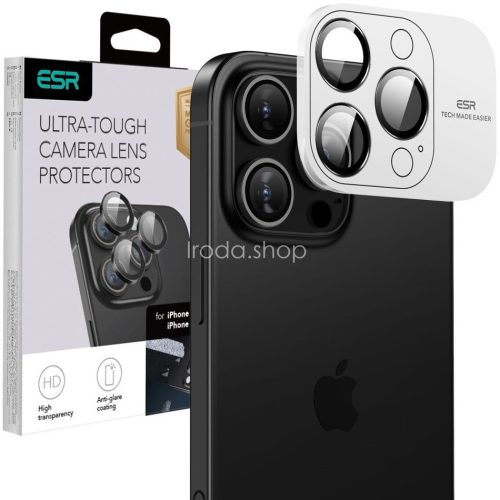 Apple iPhone 16 Pro / 16 Pro Max, Kamera lencsevédő fólia, ütésálló fólia, Tempered Glass (edzett üveg), ESR Armorite, fekete