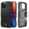 Apple iPhone 16 Pro, Szilikon tok, közepesen ütésálló, aramid szállal, Magsafe töltővel kompatibilis, karbon minta, Spigen Enzo Aramid, fekete/ezüst