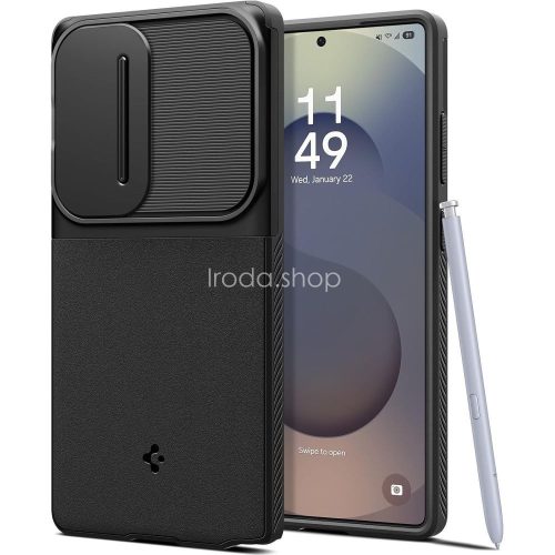 Samsung Galaxy S25 Ultra SM-S938, Szilikon tok, közepesen ütésálló, kamera védelem, Spigen Optik Armor, fekete