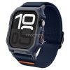 Apple Watch 10 (46 mm), textíl pótszíj, szilikon keret, közepesen ütésálló, Spigen Lite Fite Pro, sötétkék