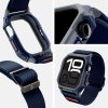 Apple Watch 10 (46 mm), textíl pótszíj, szilikon keret, közepesen ütésálló, Spigen Lite Fite Pro, sötétkék