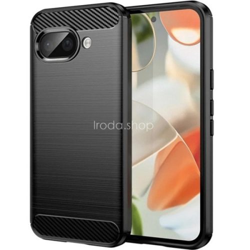 Google Pixel 9a, közepesen ütésálló, szálcsiszolt, karbon minta, fekete