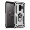 Samsung Galaxy S9 SM-G960, Műanyag hátlap védőtok, közepesen ütésálló, szilikon belső, telefontartó gyűrű, Defender, ezüst
