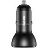 Autós töltő, Szivargyújtós töltő, 24W, 2 x USB aljzat, gyorstöltés, LED kijelzővel, Baseus CCBX-0G, szürke