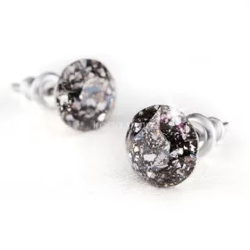   Fülbevaló, fekete csipke mintás SWAROVSKI® kristállyal, 8mm, ART CRYSTELLA®