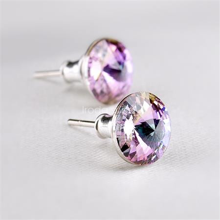 Fülbevaló, ametiszt lila SWAROVSKI® kristállyal, csúcsos, 8mm, ART CRYSTELLA®