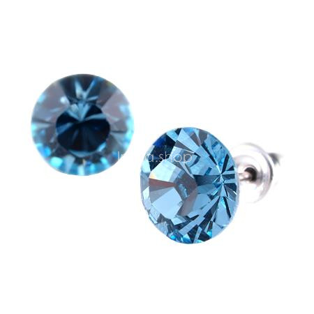 Fülbevaló, aquakék SWAROVSKI® kristállyal, 8 mm, ART CRYSTELLA®
