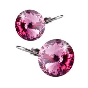  Fülbevaló, francia kapcsos, rózsaszín SWAROVSKI® kristállyal, 12mm, ART CRYSTELLA®