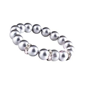   Karkötő, ezüst színű SWAROVSKI® gyöngyből, fehér kristállyal, 10mm, ART CRYSTELLA® M