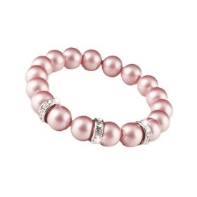   Karkötő SWAROVSKI® gyöngyből, rózsaszín, fehér rondella kristály, ART CRYSTELLA, M