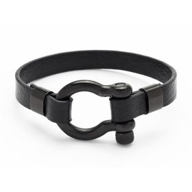   Karkötő, fekete bőr, sekli zárral, 22 cm, ART CRYSTELLA®