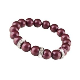   Karkötő, burgundi vörös SWAROVSKI® gyöngyből, fehér rondella kristállyal, 10mm, ART CRYSTELLA® M