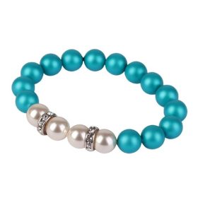   Karkötő, türkiz-fehér SWAROVSKI® gyöngyből, fehér rondella kristállyal, 10mm, ART CRYSTELLA® M