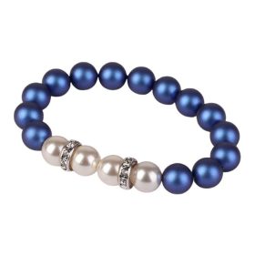   Karkötő, sötétkék-fehér SWAROVSKI® gyöngyből, fehér rondella kristállyal, 10mm, ART CRYSTELLA® M